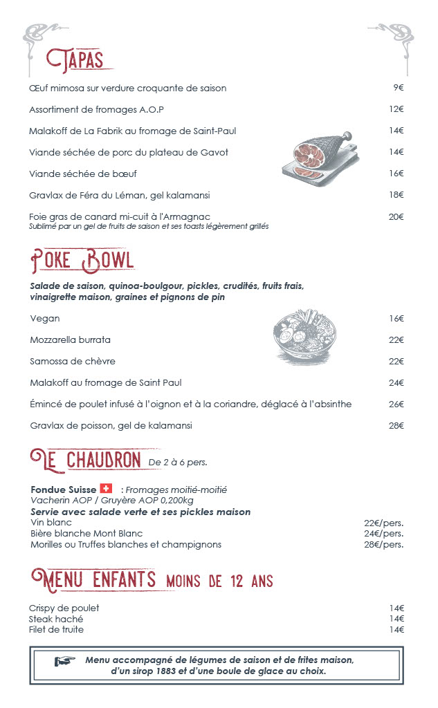 Carte Entrées et Plats page 1